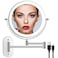 Rechargeable Wall Mounted Lighted Makeup Vanity Mirror 8 Inch Double Sided 1X 10X Magnifying Bathroom Mirror 3 Color Lighting Touch Screen Dimming Extended Arm 360 Rotation Shaving Light up Mirror