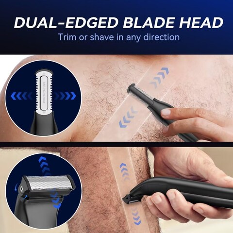 Manscape DoubleSided Body Hair Trimmer for Men 2in1 Waterproof Intimate Razor  Groomer for Pubic Groin  Ball Hair WetDry Electric Trimmer with Dual Heads