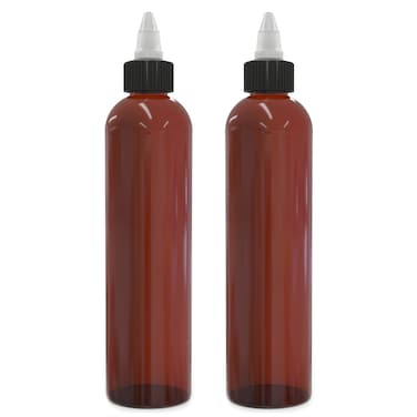 BRIGHTFROM Twist Top Applicator Bottles 8 OZ Squeeze Empty Plastic Bottles Black Nozzle BPAFree PET Refillable OpenClose Nozzle  Multi Purpose Amber