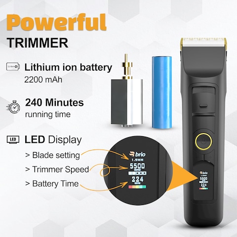 Brio Beardscape V2 Beard Trimmer for Men Hair Trimmer for Men with Low Friction Ceramic Blade Quiet Beard and Mustache Trimmer for Men Black