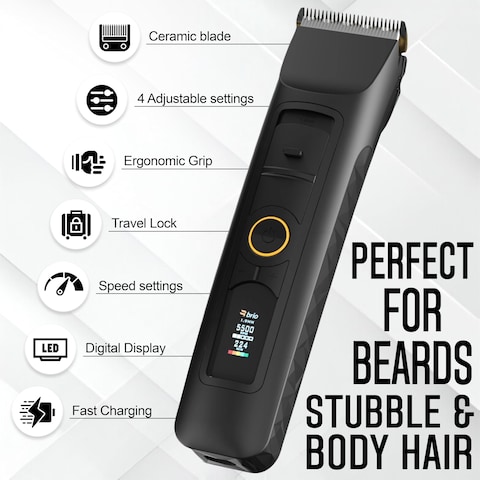 Brio Beardscape V2 Beard Trimmer for Men Hair Trimmer for Men with Low Friction Ceramic Blade Quiet Beard and Mustache Trimmer for Men Black