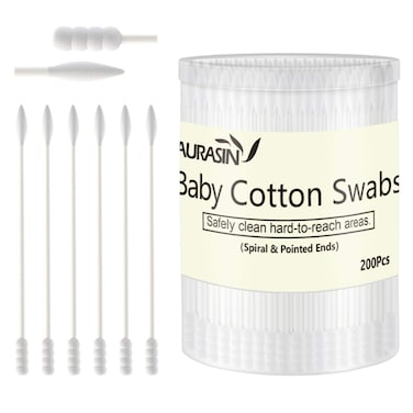 Baby Cotton Swabs Paper Sticks Cotton Buds for Baby Ear Nose Clean200PcsSpiral and Pointed