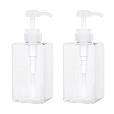 Pump Bottle Refillable Plastic Empty Lotion Soap Dispenser Liquid Container for Bathroom Shampoo and Body Wash 15oz450ml Clear 2 Pack