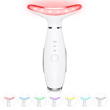 7 Color Neck Face Massager  Facial Massager Tool for Skin Care at Home Vibrating Face Massager with Thermals Galvanic Machines White