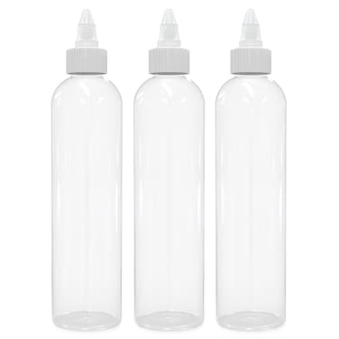 BRIGHTFROM Twist Top Applicator Bottles 8 OZ Crystal Clear Squeeze Empty Plastic Bottles BPAFree PET Refillable OpenClose Nozzle  Multi Purpose Pack of 3