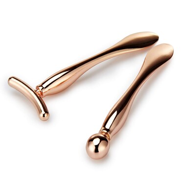 LISAPACK 2PCS Metal Eye Cream Applicator Wand Stick Massager Tool for Facial Massage Reduce Puffiness Rose Gold