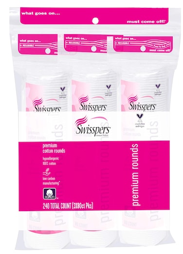 Swisspers Premium 100 Cotton Rounds Hypoallergenic 240 Count