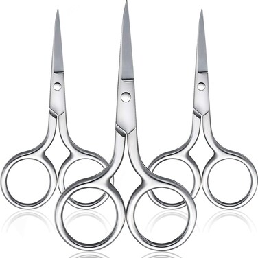3 Pack Small Nose Scissors Facial Hair Scissors Mini Beauty Scissors Stainless Steel Trimming Pointed Scissor for Grooming Eyebrows Nose Mustache Beard