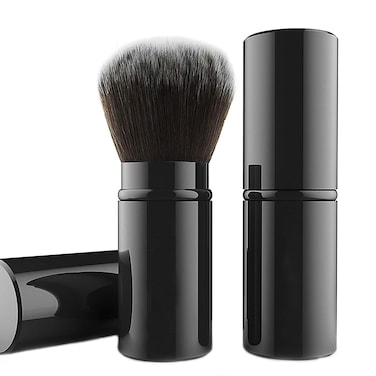 Falliny Retractable Kabuki Makeup Brush Travel Face Blush Brush Portable Powder Foundation Sunscreen Brush with Cover for Blush Bronzer Buffing Highlighter Flawless Powder Cosmetics