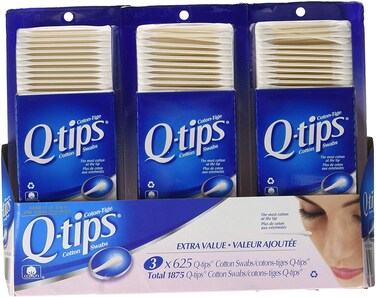 3 x Qtips Cotton Swabs 625 ct