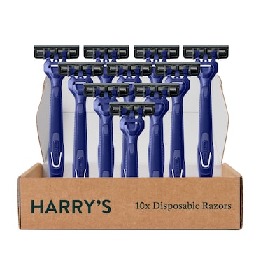 Harrys Mens Disposable Razors 3Blade Razors with Lubricating Strip and Pivoting Head 10 countPack of 1