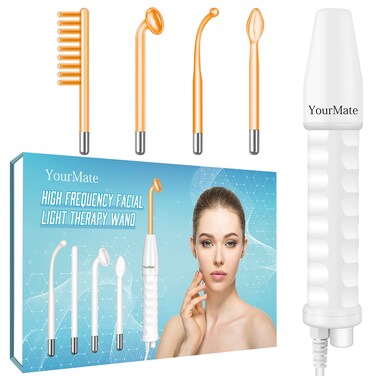 YourMate Handheld Phototherapy Device High Frequency WandMachine with Neon Tubes for Face Chin Neck Hair Facial Skin Wand Machine with 4 Different Tube