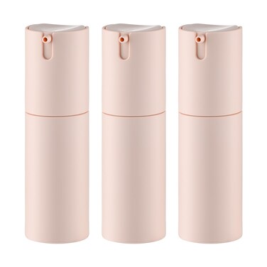 1 oz Airless Pump Bottles Travel Lotion Container Skincare Containers for Moisturizer Plastic Matte Pink 3Pcs