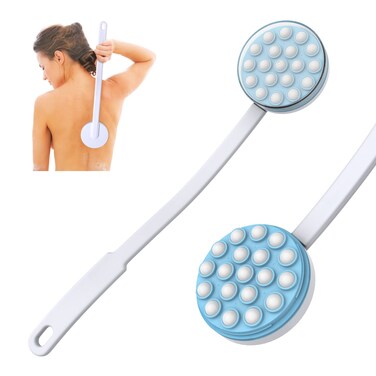 Back Lotion Applicator and Massager by Body Long Handheld selfHandhled Easy Reach for Sunscreen Cream Shower Gel on Back Legs and Feet Long Shower Bath Brush Easily Rolla Dispenser