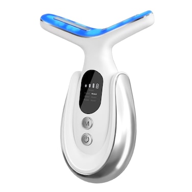 Neck Face Massager 7in1 Portable Facial Massager for Enhanced Face Neck and Shoulder Care with Vibrating and Warming FunctionWhite