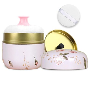 SHIMIDO Body Powder Puff and Container 315 Portable Empty Body Powder Container for Baby Womens Loose Dusting Powder Powder Case Box with Lids for Bath Travel and Home Use Old time