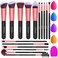BESTOPE PRO 16Pcs Makeup Brushes Set 4Pcs Beauty Blender Sponge Set and 1 Brush Cleaner Premium Synthetic Foundation Brushes Blending Face Powder Eye Shadows Make Up Brushes Kit Rose Gold