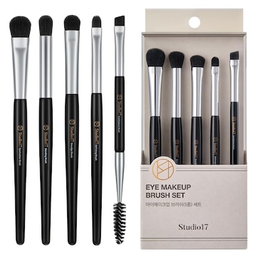 Eye Makeup Brush Set 5 Pcs  Small  Portable Eye Shadow Brushes  Korean Eye Makeup Brushes  Premium Synthetic Bristles for Professionals