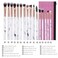 Eye Makeup Brushes DUAIU 16Pcs Eyeshadow brushes Eyebrow Eyeliner Blending Brush Premium Synthetic  Marble Handle Brushes sets with Pink Cosmetic Bag