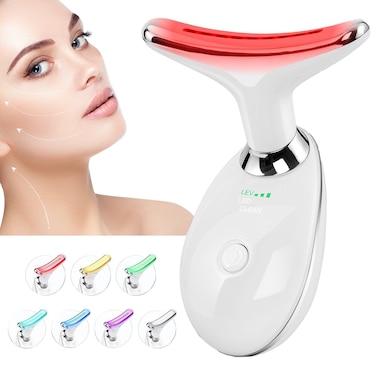 RedLightTherapyforFace and Neck Face  culpting Wand with 7 Color Anti rinkles Facial Massager for Face and Neck Tool for Skin Care White