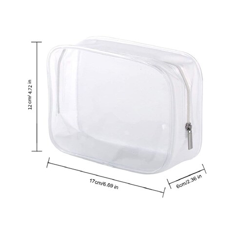 6 Pack Clear Toiletry Carry Pouch with Zipper Portable Plastic Waterproof Cosmetic Bag TSA Approved for Vacation Travel Bathroom and Organizing White Small