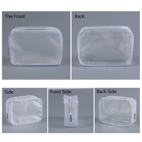 6 Pack Clear Toiletry Carry Pouch with Zipper Portable Plastic Waterproof Cosmetic Bag TSA Approved for Vacation Travel Bathroom and Organizing White Small