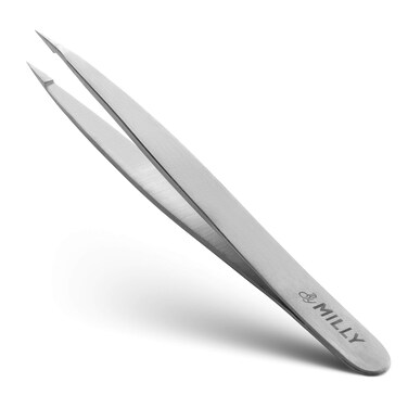 Pointed Tweezers  High Carbon Stainless Steel Needle Nose Tweezers  Fine Point Tweezers Precision Hair Removal  Perfectly Aligned  HandFiled Sharp Tweezers  Silver