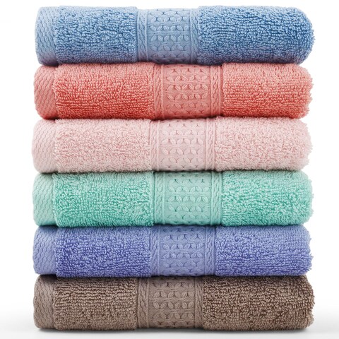 CleanbearFaceCloth Washcloths Set100 Cotton High Absorbent 6Pack 6 Colors Size13 x13deep Color
