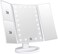WEILY Makeup Vanity Mirror with 21 LED Lights and Touch Screen TriFold 1x 2X 3X Magnification180 Adjustable Rotation and USB PoweredCountertop Cosmetic Mirror White