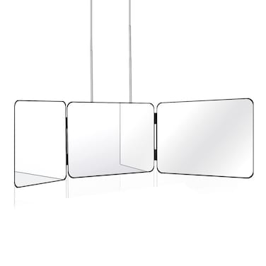 JANMPASK 3 Way Mirror for Self Hair Cutting Tools with Height Adjustable Mirror 360 Trifold Mirror for Makeup to See Back of Head Black