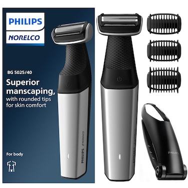 Philips NorelcoBodygroom Series 5000 Showerproof Body  Manscaping Trimmer for Men with Back Attachment BG502540