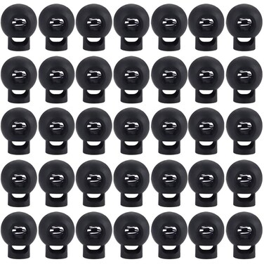 90Pack Cord Locks for Drawstrings Black Plastic Single Hole Spring Toggle Stopper Cord Rope Cord Clips End for Drawstrings Paracord