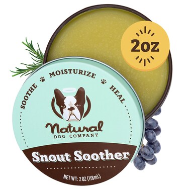 Natural Dog Company Snout Soother Dog Nose Balm 2 oz Tin Dog Balm for Paws and Nose Moisturizes  Soothes Dry Cracked Noses Plant Based Nose Cream for Dogs
