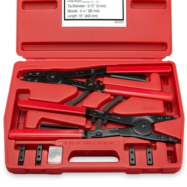 Neiko 02130A Heavy Duty 16 Snap Ring Plier Set 2 Piece External and Internal Pliers Straight 45 90 Tips