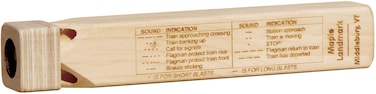 Wooden Train Whistle with Blast Chart  Made in USA