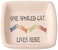 PetRageous 12010 One Spoiled Cat Rectangular Cat Saucer Bowl 25Ounce Capacity with 5Inch Width for Small Cats and Large Cats Natural
