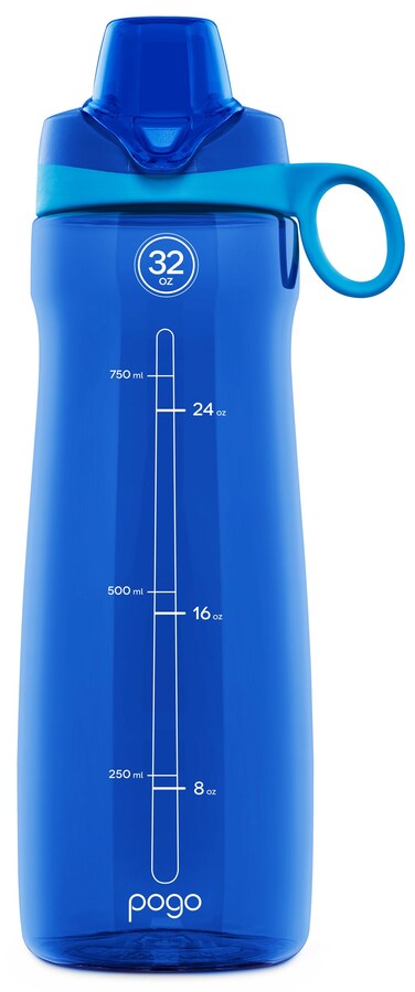 Pogo BPAFree Tritan Plastic Water Bottle with Chug Lid 32 Oz Blue