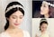 Goege Elegent Luxury Handmade Crystal Rhinestone Jewelry Beads Bridal Wedding Evening Pageants Proms Birthday Christmas Gift Headband Satin Ribbon Hiarband Headwrap Hair Band Accessory White