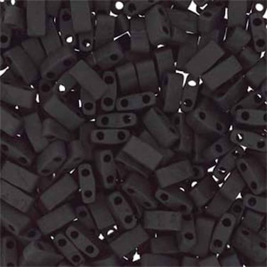 Miyuki Half Tila 2 Hole Rectangle Beads 5x23mm  Matte Black 78 Grams