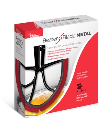 New Metro Design XLMAX Metal Beater Blade works with KitchenAid 5 6 7 8Quart Stand Mixers Red