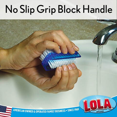 Lola Products Hand  Nail Brush 2 Sided  Soft  Stiff LongLasting Comfortable NoSlip Grip Cleans Hands  Fingernails Assorted Colors 1 Pack