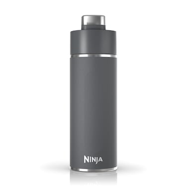 Ninja DW2401GY Thirsti 24oz Travel Water Bottle For Carbonated Sparkling Drinks Colder and Fizzier Longer Leak Proof 24 Hrs Cold Dishwasher Safe Stainless Steel Insulated Tumbler Charcoal Gray