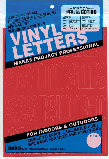 Duro Decal Permanent Adhesive Vinyl Letters  Numbers 2 Gothic Red
