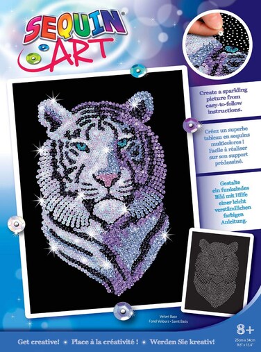 Sequin Art Blue Snow Tiger Sparkling Arts and Crafts Picture Kit Creative Crafts for Kids and Adults 5528908