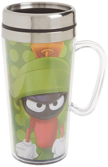 Spoontiques  Insulated Travel Mug  Marvin The Martian Coffee Cup  Coffee Lovers Gift  Funny Coffee Mug  14 oz  Green