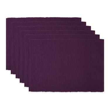 DII Ribbed Placemat Set Eggplant 6 Count CAMZ33242