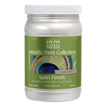 qt Modern Masters ME196 Pearl White Metallic Paint Collection Satin WaterBased Decorative Metallic Paint