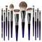 Bueart Design 16Pcs ULTRA SOFT Labeled Pro Makeup Brushes Set with Foundations Powder Blush Concealer Blending Eyeshadow Contour Brush 12Pcs Black Rose Blue