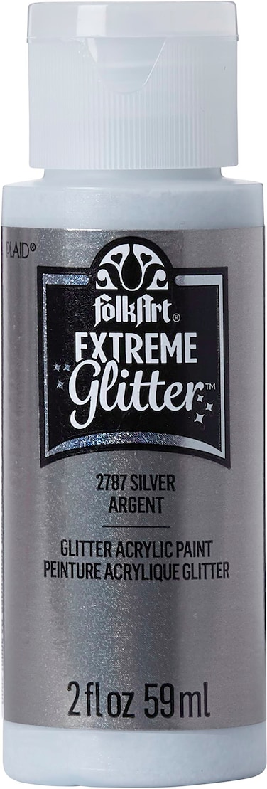 FolkArt Extreme Glitter Acrylic Paint in Assorted Colors 2 oz 2787 Silver
