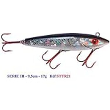 MirrOLure STTR21 S3 F Sink Twitchbait Black BkWhiteSilver 3 58in 12oz